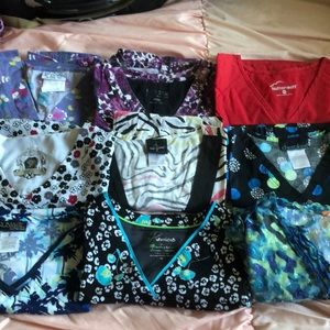 Lot of 9 scrub tops size M